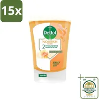 Dettol 15 x No-Touch Handzeep Refill Extra Care Honey & Sheabutter 250 ml - Grootverpakking - Handzeep - Antibacterieel - Honing - Galamboter - Hygiëne
