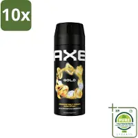 Axe 10 x - Deodorant Bodyspray - 48hrs Fresh - Gold - Oud Wood & Fresh Vanilla - 150 ml - Grootverpakking - Deodorant - - Deodorant Spray - 48 Uur Bescherming - Oud Hout