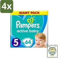 Pampers - Active Baby - Luiers - Maat 5 (11-16 kg) - Zachte Pasvorm - 64 Luiers - Voordeelverpakking - 4 stuks - Babyluiers - Zachte pasvorm