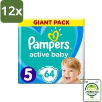 Pampers - Active Baby - Luiers - Maat 5 (11-16 kg) - Zachte Pasvorm - 64 Luiers - Voordeelverpakking - 12 stuks - Active Baby - Luiers maat 5