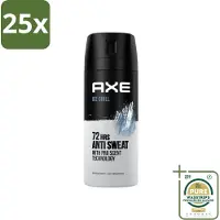 Axe 25 x - Deodorant Spray - 72hrs Anti Sweat - Ice Chill - 150 ml - Grootverpakking - Anti-sweat Spray - Zweetvermindering - Ijskoude Citroen - Muntgeur - 72 Uur Bescherming