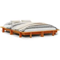 vidaXL Bedframe zonder matras massief grenenhout wasbruin 120x200 cm