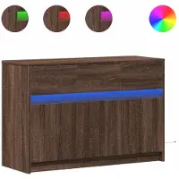 vidaXL Tv-meubel met LED 91x34x61 cm bewerkt hout bruin eikenkleurig