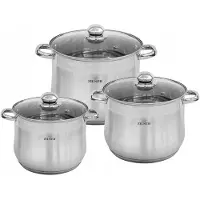Zilner Set van 3 Inductie Kookpannen - 7L, 9L, 11L - Zilver