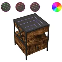vidaXL Salontafel met Infinity-LED en beukenhoutfineer, 40x40x51 cm