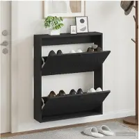vidaXL Wandgemonteerde Schoenenkast ALKMAAR 71 x 17 x 86 cm Zwart