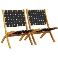 vidaXL Klapstoelen, 2 stuks, zwart, gemaakt van massief acaciahout en voorzien van een stoffen bekleding