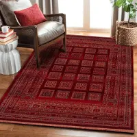 Muratap Artline shah oosters vloerkleed vintage handgeknoopte wol look- 80x300 cm