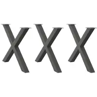 vidaXL Eettafelpoten 3 st X-vormig 90x(72-73) cm staal antraciet