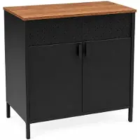 Begryf - Opbergkast - Industriële kast met 2 deuren en plank - Zwart en rustiek bruin - 80 x 40 x 76 cm