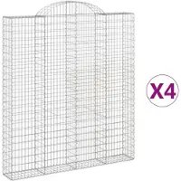 vidaXL Gabionen met boogvorm, 4 stuks, 200x30x220/240 cm, verzinkt staal