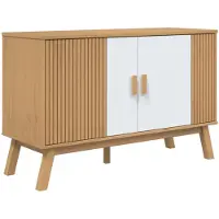 vidaXL Dressoir OLDEN 114x43x73,5 cm massief grenenhout wit en bruin