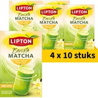 Lipton Barista Matcha Oat Vanilla Flavoured - 40 Sachets - Matcha Poeder met Haver - Vanille - 4 x 10 Stuks - Voordeelverpakking
