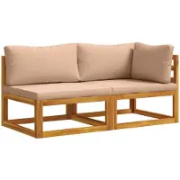 vidaXL Modulaire sofaset met kussens 2 st 2-zits Massief Acacia Hout