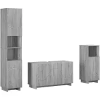 vidaXL Badkamerkast set 3 st Grijs Sonoma Bewerkt hout