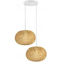 Luxolar Merkloze Bamboe Hanglamp, Gevlochten Stijl, E27 Fitting, Wit