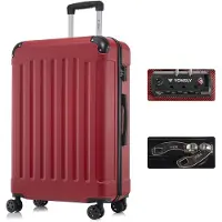 YONSLY Handbagage Koffer - 76 x 49 x 29 cm - 98 L - TSA Slot - 360° Draaibare Wielen - Grote Trolley - Rood