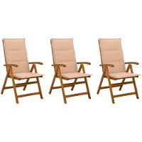 vidaXL Ligstoelen voor Tuin 3 st Naturel Massief Acacia Hout