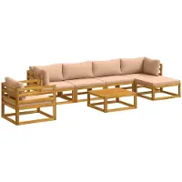 vidaXL Bankstel 7 st Naturel Massief Acacia Hout