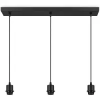 Home Sweet Home - Metaal kroonluchter - Industrie hanglamp - Zwart - Met 3 pcs lampvoeten - Ontworpen voor Eetkamer en Slaapkamer – 65 x 9.5 x