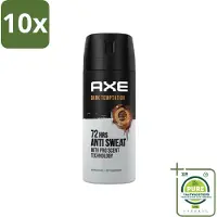 Axe 10 x - Deodorant Spray - 72hrs Anti Sweat - Dark Temptation - 150 ml - Grootverpakking - Anti-transpirant - Deodorant - Dark Temptation - Chocolade Geur - Kruiden Geur