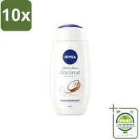 Nivea 10 x Soft Care Douchegel Coconut & Jojoba Oil 250 ml - Grootverpakking - Douchecrème - Kokosnoot - Hydraterende Douchecrème - Verzorgend Douchegel - Tropische Geur