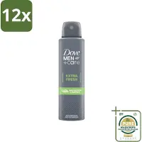 Dove Men+Care - Extra Fresh - Deospray - Anti-Transpirant - 150 ml - Voordeelverpakking - 12 stuks - Men+Care - Extra Fresh