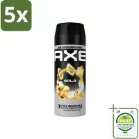 Axe 5 x - Deodorant Spray - 72hrs Anti Sweat - Anti White Marks - Gold - 150 ml - Grootverpakking - Anti-transpirant - Deodorant - Gold - Oud Wood - Vanille