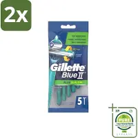 Gillette Blue II - Plus Slalom - Wegwerpscheermesjes - 5 Scheermesjes - Voordeelverpakking - 2 stuks - Wegwerp scheermesjes - Scheermesjes voor mannen
