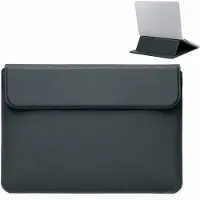 VHV Laptophoes 14.1 Inch - Laptoptas - Laptopsleeve - Waterafstotende -PU Sleeve met Polssteun en Magnetische Sluiting - Groen