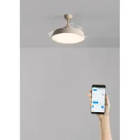 Create - Stille plafondventilator 40W (Ø107 cm) met intrekbare bladen en LED-licht - Met WiFi + Afstandsbediening - 6 snelheden - Programmeerbaar - WIND CLEAR CONTOUR