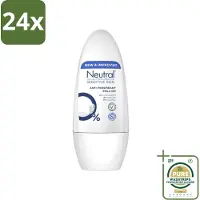 Neutral - Deodorant Roller - Gevoelige Huid - Anti-perspirant - 0% Parfum, Kleurstof & Alcohol - 50 ml - Voordeelverpakking - 24 stuks - Deodorant roller - Biologisch afbreekbaar
