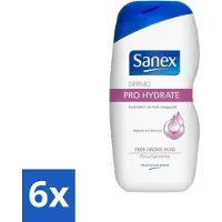 Sanex Dermo - Pro Hydraterend - Douchecrème - Zeer Droge Huid - 500 ml - Voordeelverpakking - 6 stuks