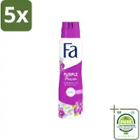 Fa 5 x Deodorant Spray Violet Leaves Passion 150 ml - Grootverpakking - Deodorant - Anti-transpirant - Langdurige Bescherming - Violette Geur - Purple Passion