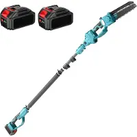 Happiq Draadloze 2-in-1 stokzaag – Voor tuin en boomverzorging – Mini-kettingzaag met verlengpaal, 20 cm zaagblad – Inclusief 2×4.0 Ah batterijen