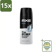 Axe 15 x - Deodorant Spray - 72hrs Anti Sweat - Ice Chill - 150 ml - Grootverpakking - Anti-sweat Spray - Zweetvermindering - Ijskoude Citroen - Muntgeur - 72 Uur Bescherming