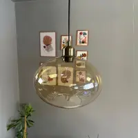 Bamyum Solvia hanglamp, industriële Modern stijl, Ø40 cm, honingkleur metalen lamp