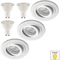 Lybardo - Inbouwspots 3-pack - Kantelbaar + LED Spot 2.4W - Warmwit Licht