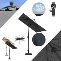 PURPLE LEAF rechthoekige parasol — parasol voor op het balkon of terras, met centrale parasolstok — naar voren en naar achteren kantelbaar — grijs — UV50+