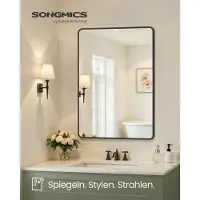 Songmics Rechthoekige wandspiegel met aluminium frame en veiligheidsfolie