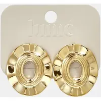 Yehwang Statement Knop Oorbellen - Roestvrij Staal (RVS) - Geplooide Ronde Oorstekers met Organische Structuur - Stud Earrings - Sieraden Cadeau Vrouw