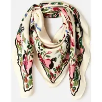 Damart - Sjaal met botanische print - Dames - Wit - Taille Unique
