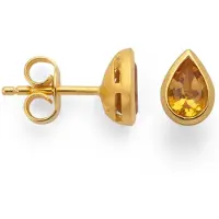 Bastian Inverun Bastian Vergulde zilveren oorknoppen met citrien - 925 Sterling Zilveren Vergulde Oorknoppen - Citrien 0,84 ct