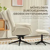 HAUSS SPOLE Relaxfauteuil Met Hocker 360 Graden Draaibaar Verstelbare Rugleuning Tot 130 Graden Comfortabele Cordlook Voor Woonkamer En Slaapkamer Beige