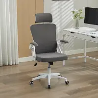 HAUSS SPOLE Ergonomische Bureaustoel Met Netrug, Verstelbare Lendensteun En Hoofdsteun, Hoogteverstelbaar, Met Wielen En Armleuningen, Grijs Wit