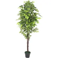 Decovego Kunstmatige ficus, Benjamin Ficus, kunstplant in pot, kamerplant met echt hout, 180 cm, realistische decoratie, interieurdecoratie, 180 cm,