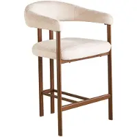 Lizzely Garden & Living Barkruk Japandi beige Sena walnoot minimalistische barstoel japanse stijl