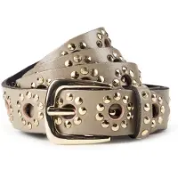 B.belt Studded belt Leder 95 cm grijs