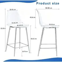 HAUSS SPOLE Barkruk - Transparant Design - Set Van 2 - Met Rugleuning En Voetsteun - Voor Keuken, Bar En Eethoek - Kunststof En Metaal Zilver