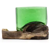 Ancient Wisdom Recycled Beer Bottles - Square Bowl on Wood